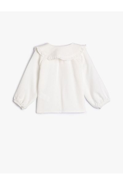 Koton Shirt Wide Baby Collar Long Sleeves Elastic Cuffs Viscose Fabric