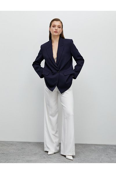 Koton Oversize Blazer Jacket Double Breasted with Flap Pockets