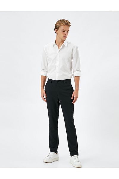 Koton Slim Fit Classic Παντελόνι - Λεπτομέρεια τσέπης και κουμπιά
