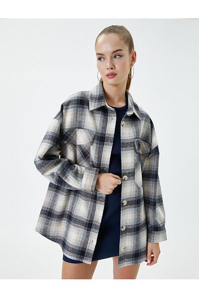 Koton Голяма риза Lumberjack с джобове с капак, класическа яка