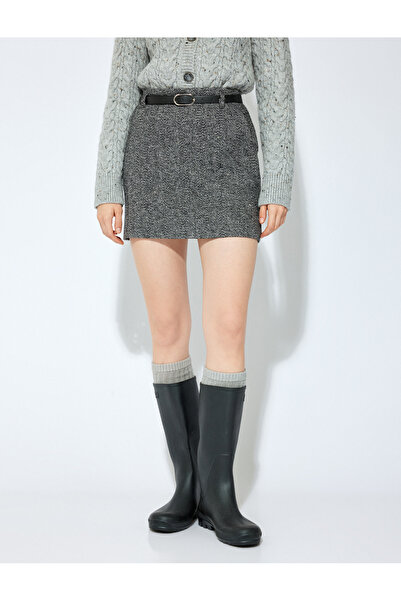 Koton X Şahika Ercümen - Minisukně s měkkou texturou A-line s kapsami na opasku