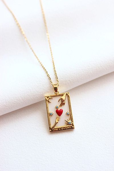 Happy Vibes Love Catching Icon of Love Stainless Steel Necklace with Tarot Heart