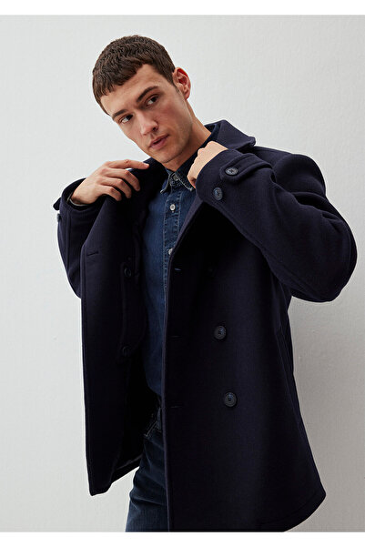 Mavi Yün Karışımlı Lacivert Kaşe Kaban Regular Fit / Normal Kesim 0110184-70490