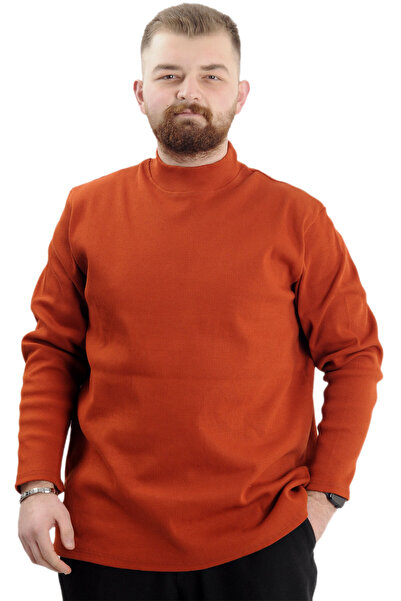 ModeXL Long Sleeve Half Fisherman Mode XL Plus Size Sweater - Cinnamon 22558