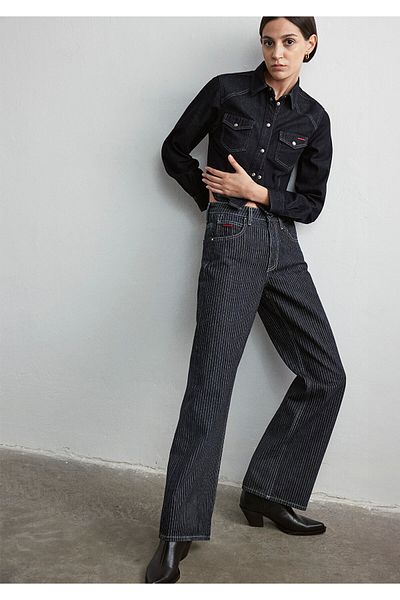 Mavi Breda Iconic Grau gestreifte Jeanshose 1011042 -89422
