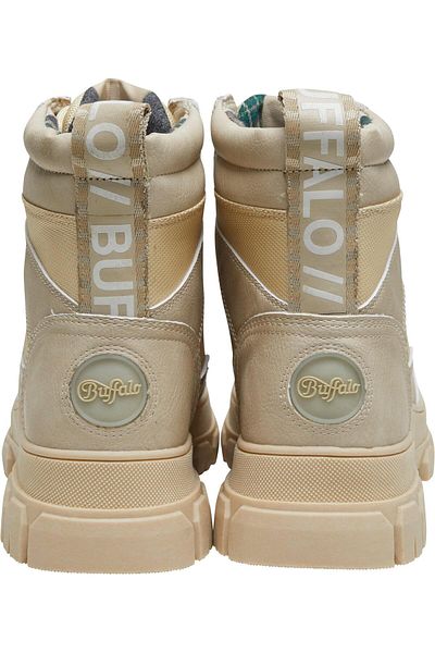 Buffalo Damen Elegante Stiefel Nova Com 1622529 Creme Beige Textil/synthetik Mit Herausnehmbares Foam Fussbe