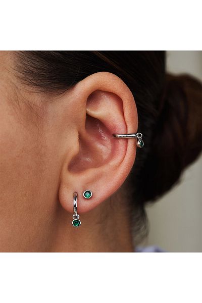 Violet Hamden Venus 925 Sterling Silberne Creolen Mit Geburtsstein Vh360014 (JAN-DEC)