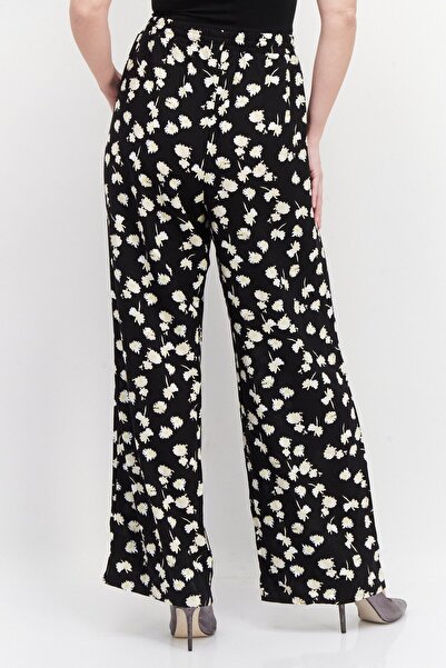 TAIFUN Women Wide Leg All Over Printed Palazzo Pants, Black Combo