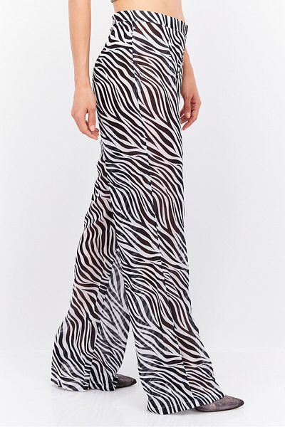 FEMME LUXE Women Wide Leg Animal Print Pants, White