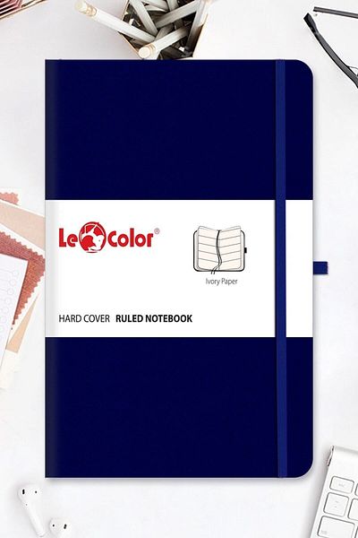 Le Color Undated Classic Notebook Rec Note 13x21 Striped Navy Blue
