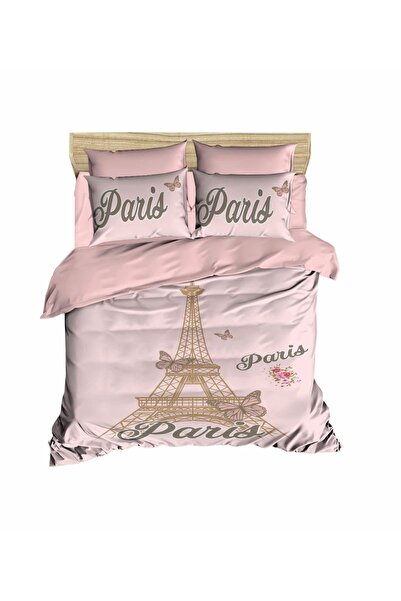 Fabeteks Paris Eiffel Tower and Butterflies 3D Double Duvet Cover Pillow Set
