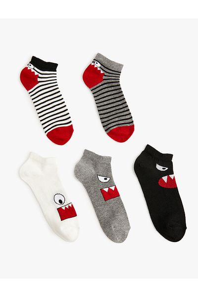 Koton Set de 5 șosete cu model monstru