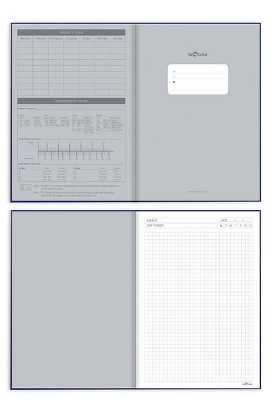 Le Color Kraft Office Notebook Checked Navy Blue