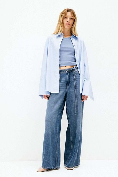 H&M Wide tie-belt jeans