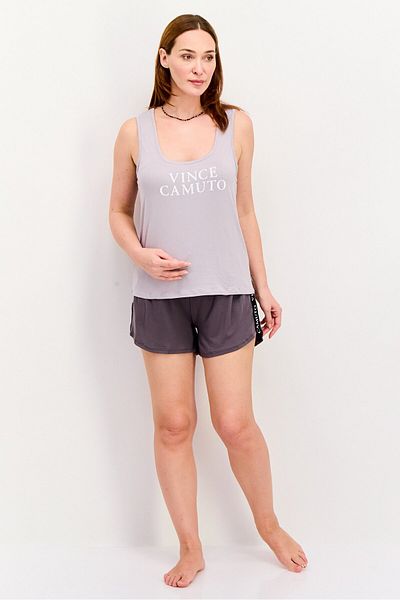 Vince Camuto Women 2 Pieces Brand Logo Sleepwear Set, Grey