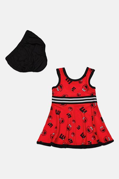 ISAAC MIZRAHI Toddlers Girl 2 Piece Sleeveless Dress With Panty, Red Combo