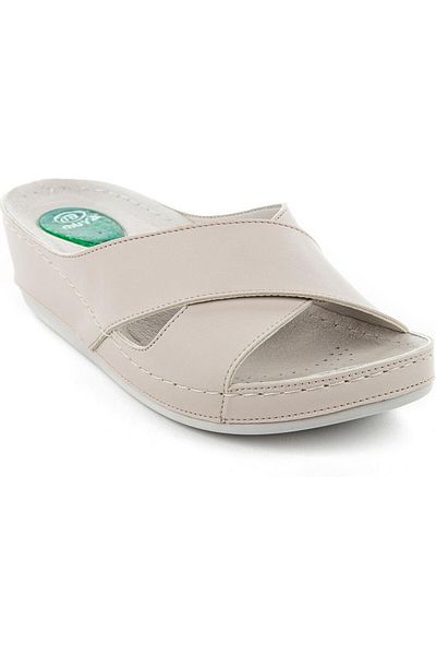 Muya Active 31135 - Anatomical Gel Supported Cream Women's Slippers Suitable for Heel Spurs
