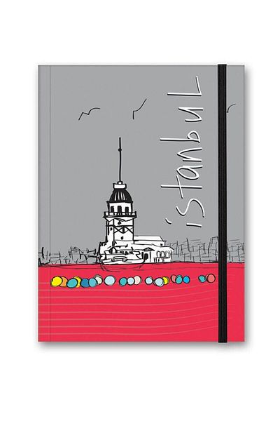 Le Color Colorful Istanbul Notebook Striped Elastic Maiden's Tower
