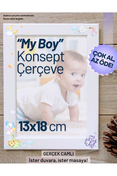 CreaWitch Cadou My Boy Concept Frame pentru băiețel - Picior de sticlă, perete 13x18