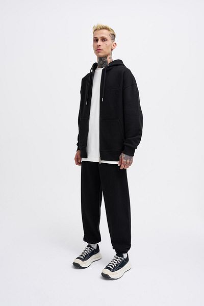 Machinist Ανδρικό Basic Diagonal Zip Black Hoodie