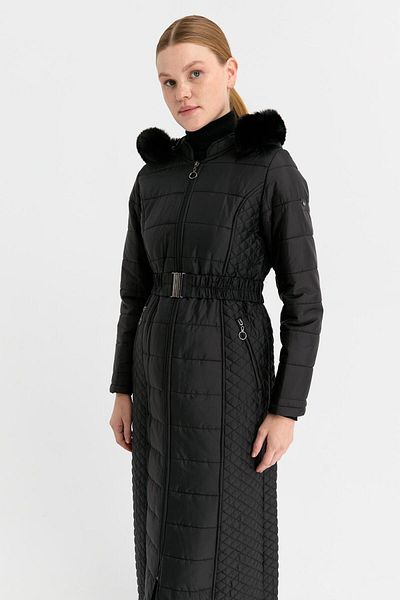 Esswaap Black down Jacket - Hoodie and Sheepskin Edge