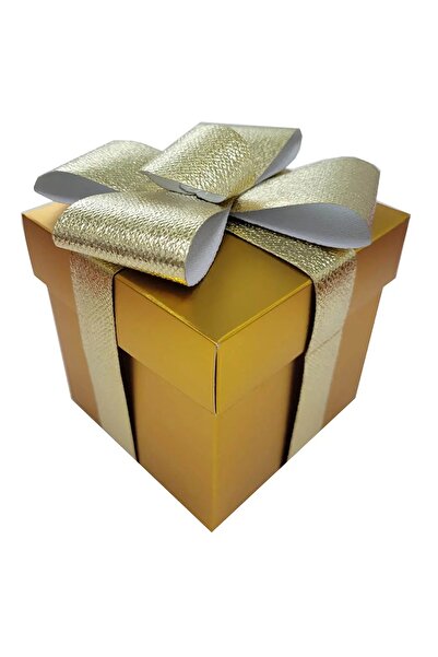 Showparty Yılbaşı Simli Hediye Kutusu Demonte Kendin Yap Model Gold 30x30x30