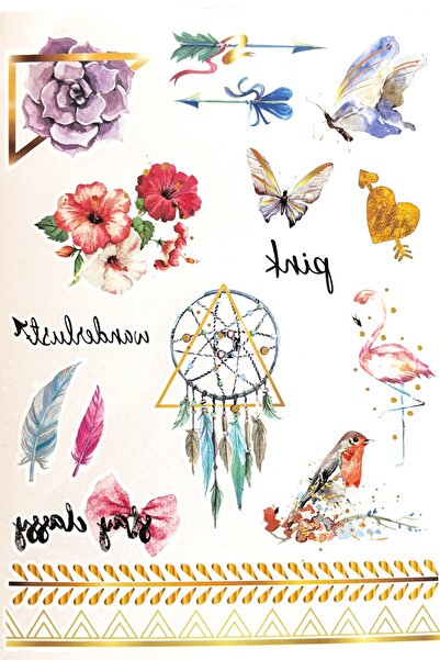 New Obsessions Düşler Kapanı Pastel Renkler Kelebek Flamingo Geçici Dövme