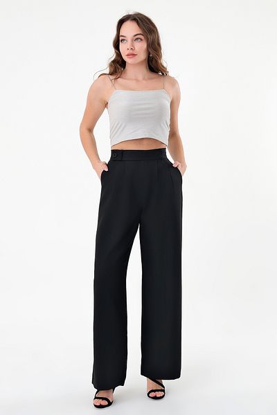Hazel Women's Black Smart Palazzo Pants