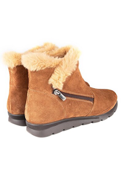 Muya Yeti 6 Nokta Anatomik Taban Topuk Dikeni Fermuarlı Hakiki Deri Kadın Bot