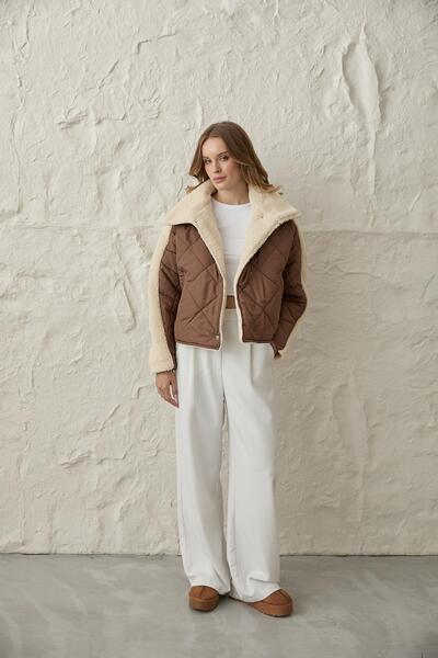 LEVURE Çıt Çıt Detaylı Kapitone Mont KAHVE