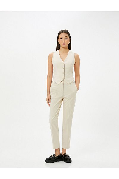 Koton Cigarette Fabric Trousers Normal Waist Pocket