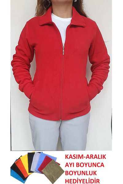 GÜN&AY TEKSTİL Women's Winter Slim Fit Mold Pocket Fleece Coat-Jacket