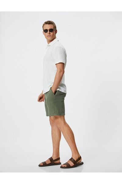 Koton Musselin Bermuda Shorts Taille Spitze Tasche Detail Baumwolle