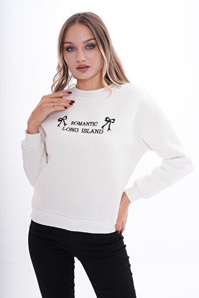 ŞİMAL Women's Three Thread Sweatshirt with Embroidery Detail on the Front 255007 -
