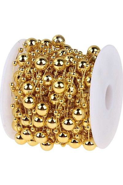 yiğit aksesuar Gold Pearl Bead Ribbon Decoration 10 Meters
