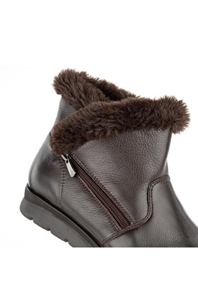 Muya Yeti 6 Nokta Anatomik Taban Topuk Dikeni Fermuarlı Hakiki Deri Kadın Bot