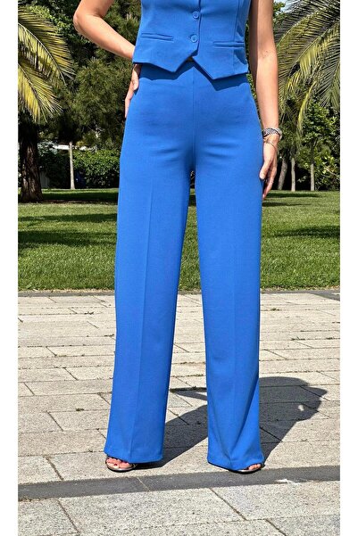 Atelier Derin Mavi Yüksek Bel Geniş Kesim Pantolon