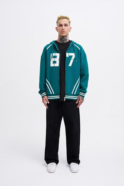 Machinist Ανδρικό μπουφάν 87 Απλικέ Petrol Zip
