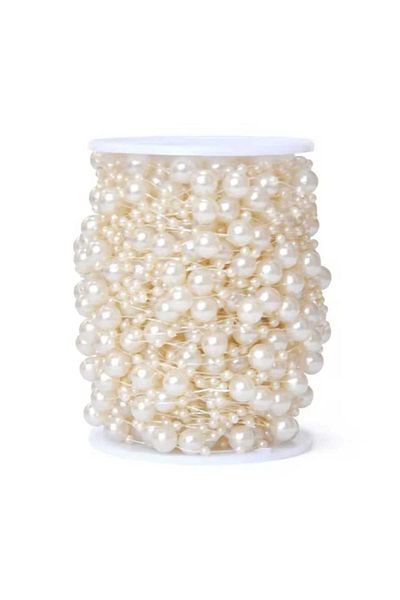 yiğit aksesuar 50 Meters 1 Ball Cream Color Line Ribbon Ornament Decoration Hobby Bead Ribbon Bead Flower Ornament