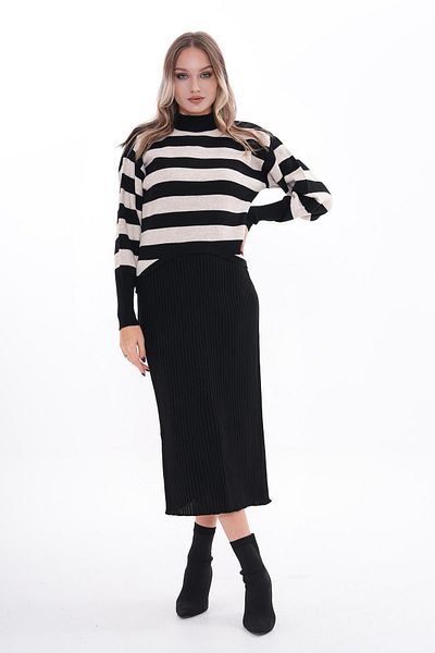 ŞİMAL Striped Knitwear Women's Set 245022   - Knitted Set of Two