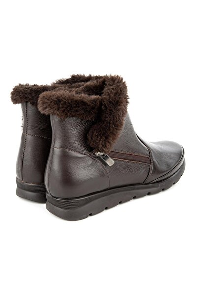 Muya Yeti 6 Nokta Anatomik Taban Topuk Dikeni Fermuarlı Hakiki Deri Kadın Bot