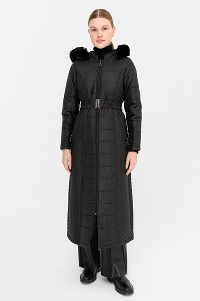 Esswaap Black down Jacket - Hoodie and Sheepskin Edge