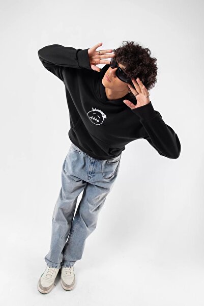 Sekizbiraltı Cactus Jack Back Printed Oversize Unisex Black Hoodie