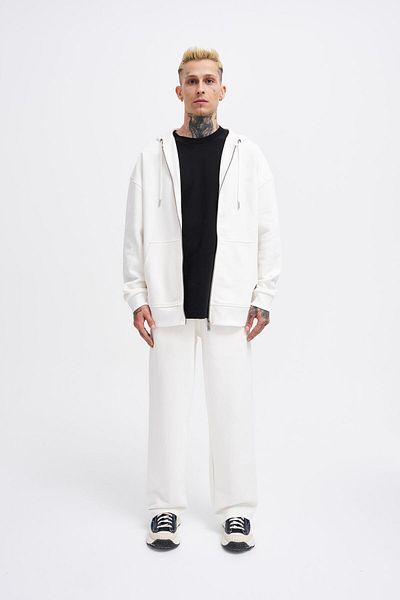 Machinist Ανδρικό κουκούλα Basic Diagonal Zip Ecru
