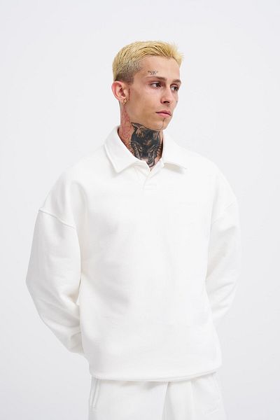 Machinist Ανδρικό φούτερ Basic Diagonal Polo Ecru