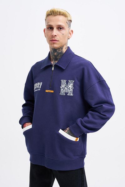 Machinist Ανδρικό φούτερ με φερμουάρ Polo Navy Blue