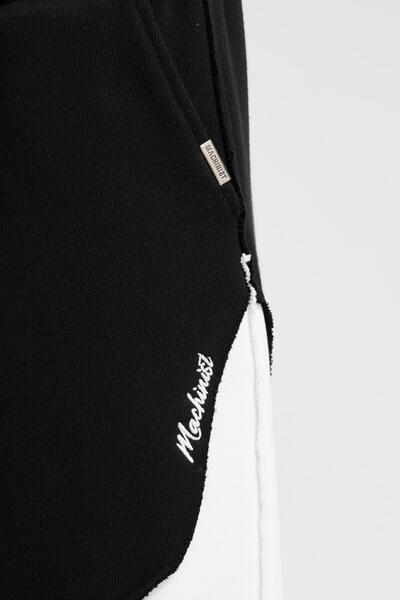 Machinist Ανδρικό φούτερ με ταλαιπωρημένη βελονιά φαρδύ μαύρο εκρού