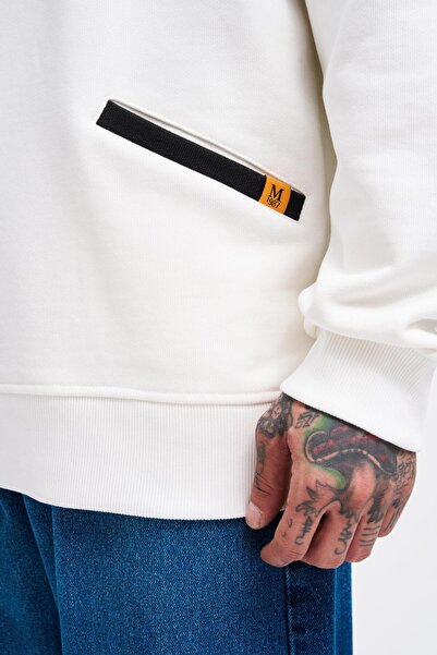 Machinist Чоловічий фетровий значок Zip Polo Екрю Світшот