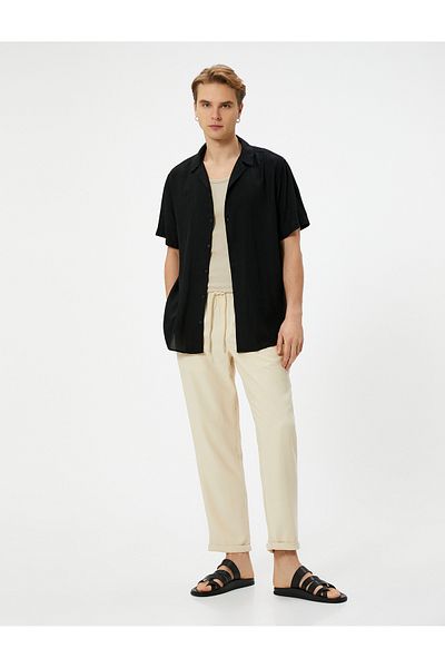 Koton Gabardine Trousers with Tie Waist and Pocket Detail