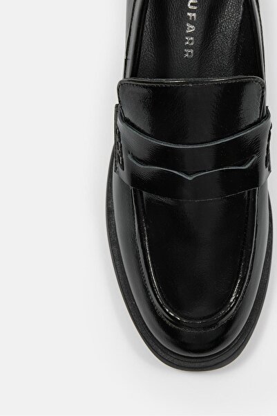 NILUFARR Marlies Siyah Rugan Hakiki Deri Topuklu Ayakkabı